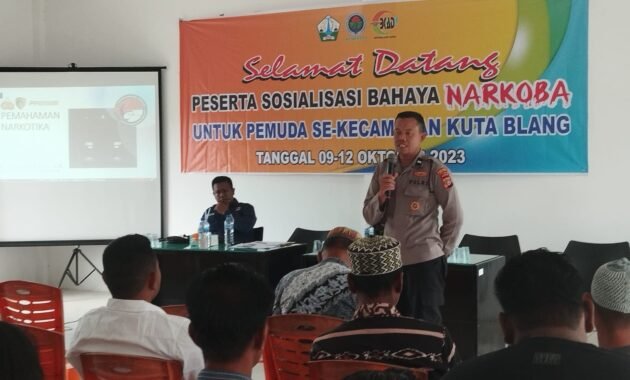 Kanit Bintibsos Sat Binmas Polres Bireuen Sosialisasi Bahaya Narkoba di Gedung BKAD Kec. Kuta Blang