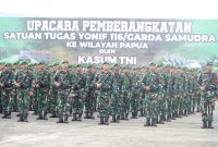 Kasum TNI Lepas Keberangkatan Prajurit Satgas Yonif 116/GS ke wilayah Papua