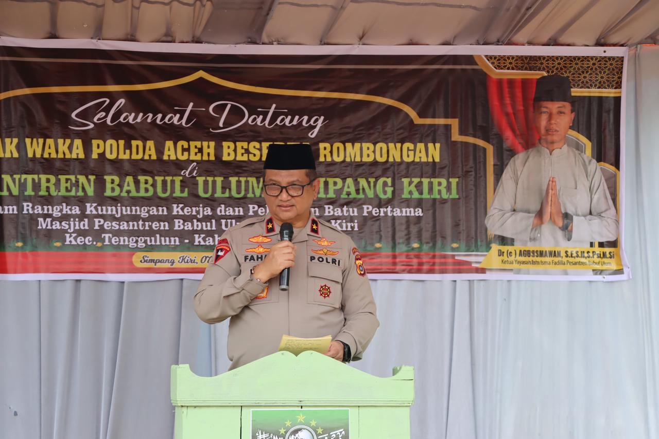 Wakapolda Aceh Letakkan Batu Pertama Pembangunan Masjid Pesantren Babul Ulum