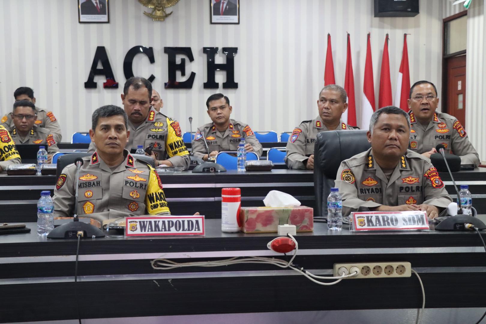 Wakapolda Aceh Hadiri Rapat Secara Virtual Terkait Rekrutmen Bakomsus Dukung Program Ketahanan Pangan