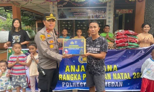 Rayakan Natal 2024, Polrestabes Medan melaksanakan kunjungan kasih (anjangsana) ke Panti Asuhan 
