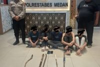 Berantas Kejahatan Jalanan, Polisi Amankan Lima Pelaku Tawuran di Jalan Selambo Medan