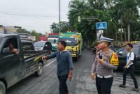 Satlantas Polresta Deli Serdang Melaksanakan Pengamanan Pertandingan Sepak Bola PSMS Vs Sriwijaya. 