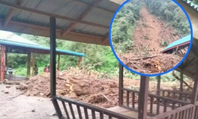 Tanah Longsor di Desa Telagah Putuskan Jalur Alternatif Langkat-Karo