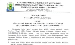 Seleksi Sekda Simeulue Mengerucut, Tiga Nama Lolos Tahap Akhir dari Lima Kandidat