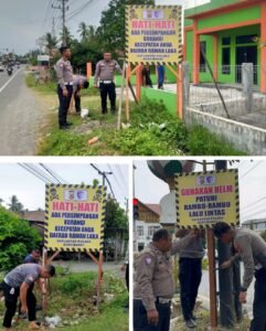 Satlantas Aceh Barat Pasang Pamplet Himbauan Keselamatan Berlalu Lintas