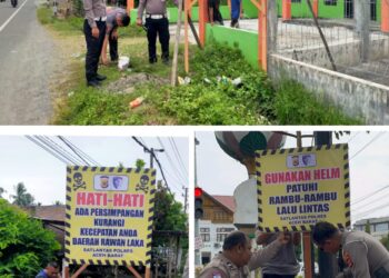 Satlantas Aceh Barat Pasang Pamplet Himbauan Keselamatan Berlalu Lintas