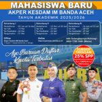 Akper Kesdam IM Banda Aceh resmi membuka Penerimaan Mahasiswa Baru (PMB) Tahun Akademik 2025/2026 dengan tiga gelombang seleksi dan kuota terbatas. Pendaftaran dibuka sejak Januari hingga akhir Juli 2025.