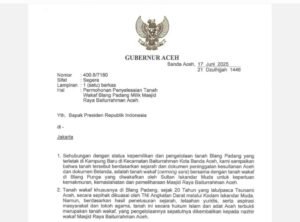 Muallem Surati Presiden Prabowo, Minta Tanah Blang Padang Dikembalikan ke Masjid Raya Baiturrahman