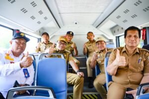 Bupati Deli Serdang Resmikan Jalur Bus Listrik di Pancur Batu