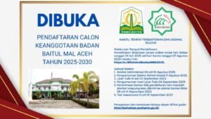 Pemerintah Aceh Buka Pendaftaran Calon Keanggotaan Badan Baitul Mal Aceh Tahun 2025-2030