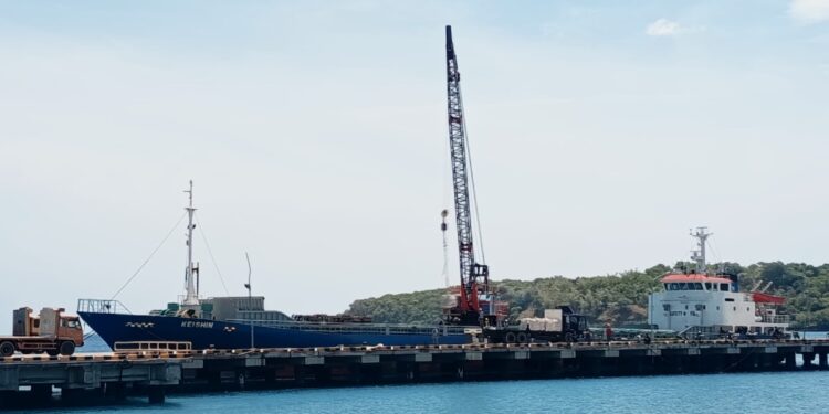 MV Keasin dan KM. Begawan Mas Tingkatkan Aktivitas Bongkar Muat di Pelabuhan Malahayati