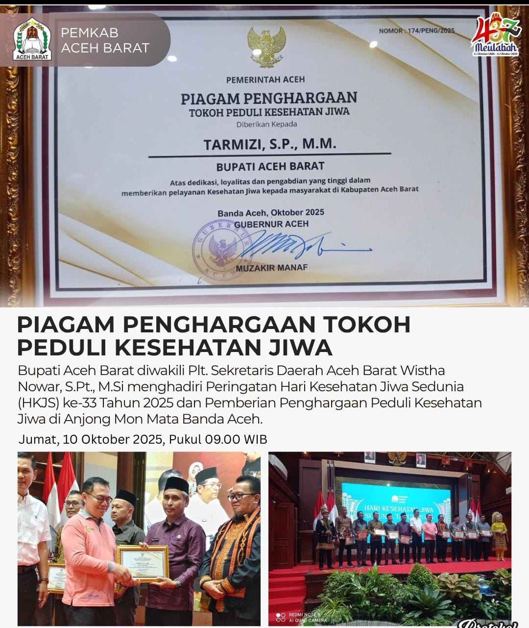 IMG-20251010-WA0020 Bupati Aceh Barat Raih Penghargaan Peduli Kesehatan Jiwa Tingkat Provinsi