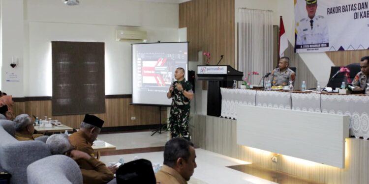 Kasdim 0101/KBA Sampaikan Perspektif TNI dalam Rakor Penegasan Batas Pemerintahan Aceh Besar