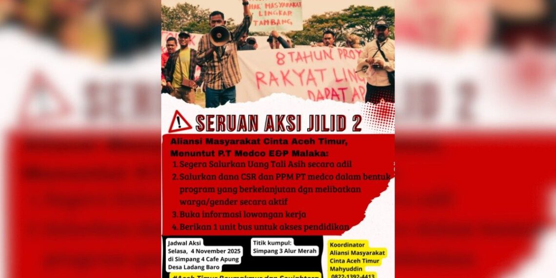 Besok, Warga Aceh Timur Bakal Turun Aksi, Tuntut Keadilan Tali Asih dan Program CSR PT Medco E&P Malaka