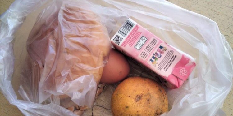 Makanan Bergizi Dibagikan Dalam Kantong Plastik Disekolah Kecamatan Teupah Barat