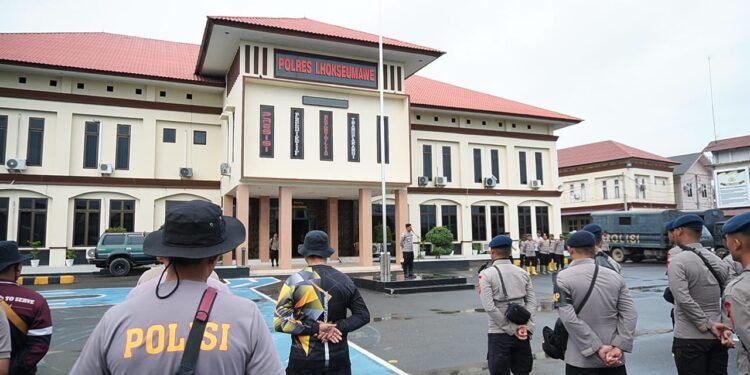 Kapolres Lhokseumawe Sambut 100 Personel BKO Brimob, Tegaskan Misi Kemanusiaan Pemulihan Pascabanjir