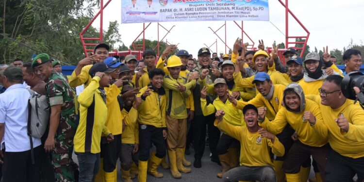 Jembatan Sei Belawan di Kecamatan Hamparan Perak Deli Serdang usai direnovasi