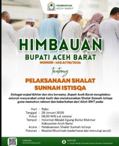 Pemerintah Aceh Barat Himbau Gelar Shalat Sunah Istisqa