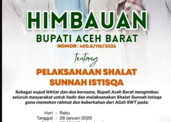 Pemerintah Aceh Barat Himbau Gelar Shalat Sunah Istisqa