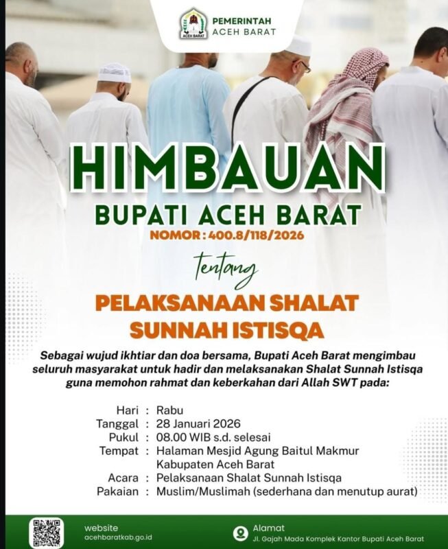 Pemerintah Aceh Barat Himbau Gelar Shalat Sunah Istisqa