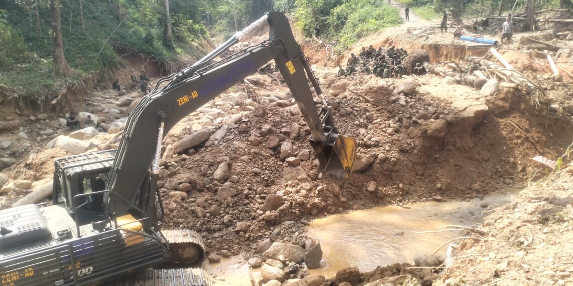 Satgas Gulbencal Kodam I/BB Rampungkan Pembangunan Jembatan Armco Titik IV di Sungai Sigiring-giring