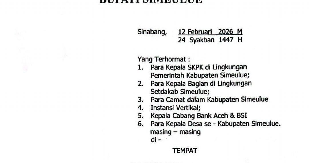 Bupati Simeulue Keluarkan Surat Edaran Antisipasi Siaga Bencana Hidrometeorologi