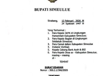 Bupati Simeulue Keluarkan Surat Edaran Antisipasi Siaga Bencana Hidrometeorologi