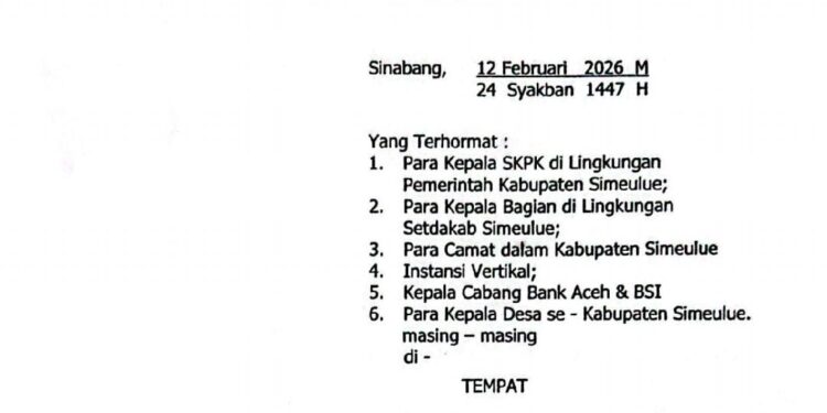 Bupati Simeulue Keluarkan Surat Edaran Antisipasi Siaga Bencana Hidrometeorologi
