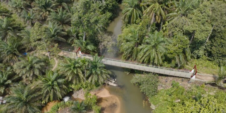Perbaikan Jembatan Gantung Perintis Sei Kanan Tuntas, Akses Masyarakat Kembali Lancar