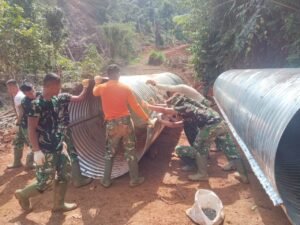 Satgas Gulbencal Kodam I/BB Selesaikan Pembangunan Jembatan Aramco Titik ke-5 di Desa Sigiring Giring
