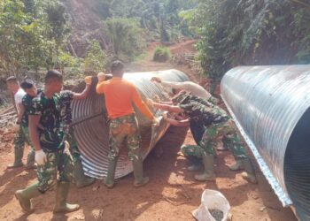 Satgas Gulbencal Kodam I/BB Selesaikan Pembangunan Jembatan Aramco Titik ke-5 di Desa Sigiring Giring