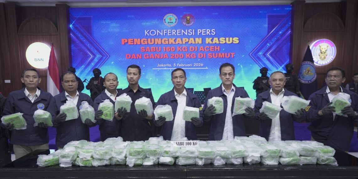 BNN Amankan 160 Kg Sabu dan 200 Kg Ganja dari Jaringan Aceh–Medan   