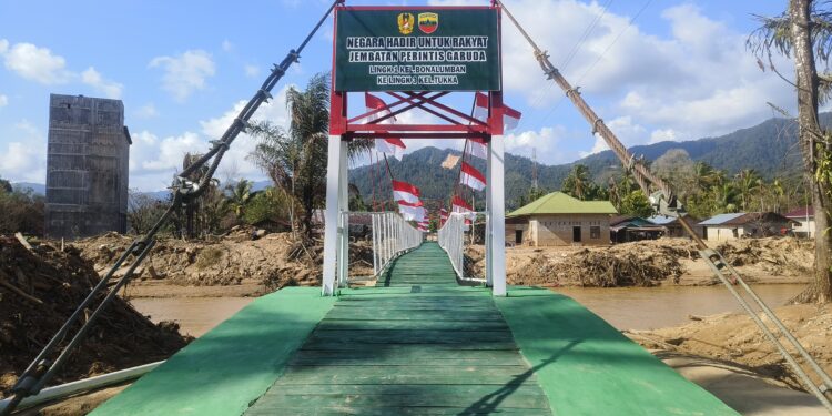 Satgas Gulbencal Kodam I/BB Tuntaskan Pembangunan Jembatan Perintis Garuda di Tukka