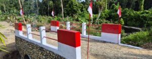 Satgas Gulbencal Kodam I/BB Rampungkan Pembangunan Jembatan Aramco di Desa Lalaona’a