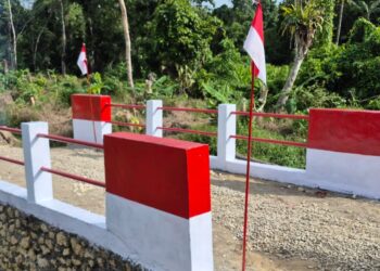 Satgas Gulbencal Kodam I/BB Rampungkan Pembangunan Jembatan Aramco di Desa Lalaona’a