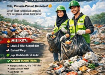 DLH Aceh Barat Ajak Pemuda dan Pemudi Meulaboh Gabung Jadi Relawan Satgas Sampah Liar
