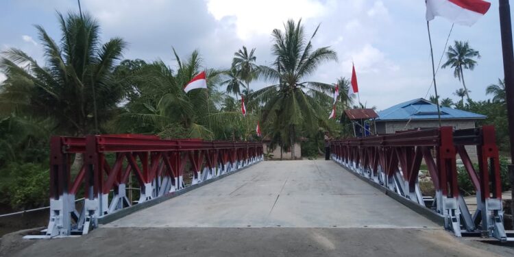 Kodim 0208/AS Rampungkan Pembangunan Jembatan Modular di Desa Lubuk Palas