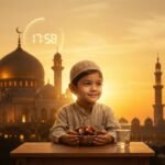 Ilustrasi menunggu momen berbuka puasa (Foto: ilustrasi dibuat menggunakan Gemini AI)