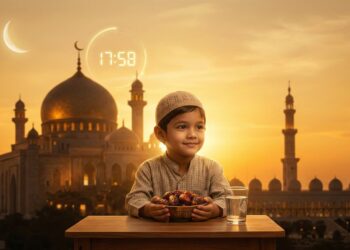 Ilustrasi menunggu momen berbuka puasa (Foto: ilustrasi dibuat menggunakan Gemini AI)