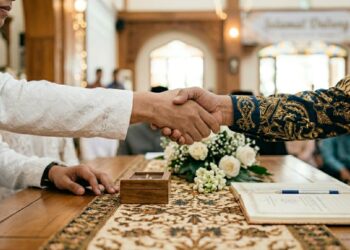 Ilustrasi akad nikah. (Foto : ilustrasi dibuat menggunakan Gemini)