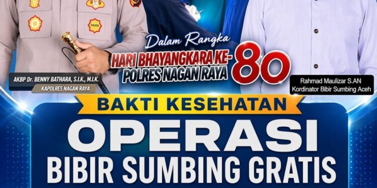 Hut Bhayangkara Polres Nagan Raya Gelar Operasi Bibir Sumbing Gratis