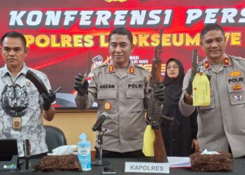 Polres Lhokseumawe Ungkap Kasus Senpi Ilegal, Dua Tersangka Diamankan, Satu DPO Diburu