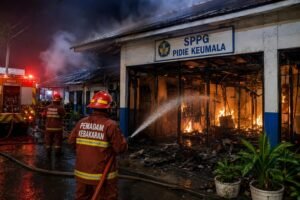 Kebakaran Terjadi di SPPG Pidie Keumala, Diduga Berasal dari Kebocoran Selang LPG