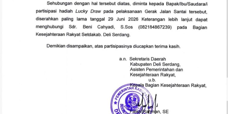 Surat Pemkab Deli Serdang Minta Lucky Draw Resahkan Para Pelaku Usaha