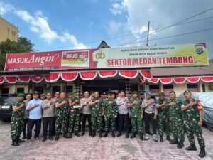 Sinergitas TNI-Polri, Koramil Sambangi Polsek Medan Tembung Ucapkan HUT Bhayangkara