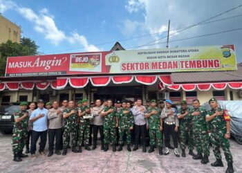 Sinergitas TNI-Polri, Koramil Sambangi Polsek Medan Tembung Ucapkan HUT Bhayangkara