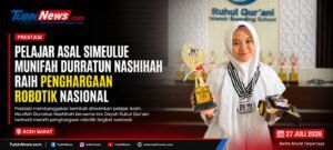 Pelajar Asal Simeulue Munifah Durratun Nashihah Raih Penghargaan Robotik Nasional