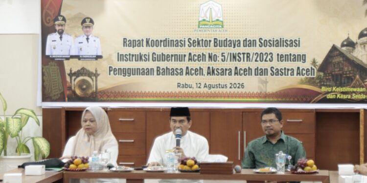 Rakor kebudayaan Aceh sosialisasi Instruksi Gubernur 5 2023 Bahasa Aksara Sastra Aceh