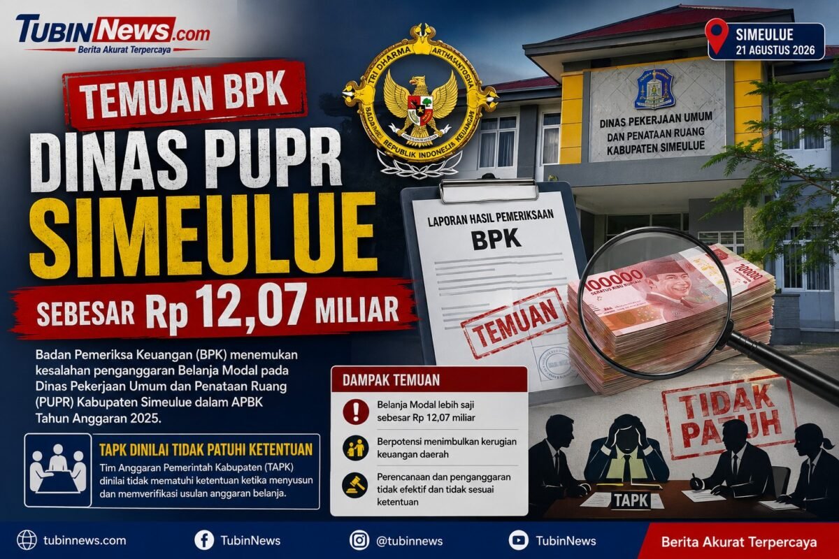 BPK Bongkar Salah Klasifikasi Anggaran Rp12 Miliar Salah Pos Penganggaran PUPR Simeulue